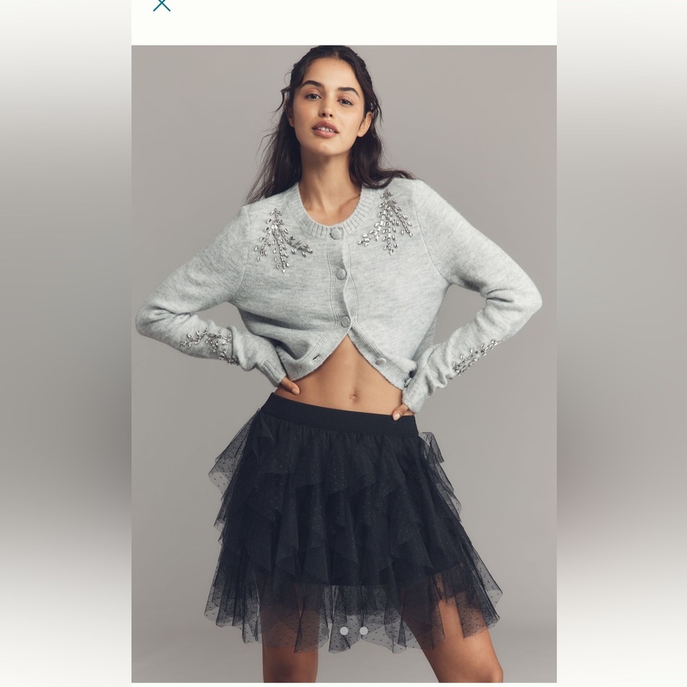 Anthropologie Black Layered Mini Tulle Skirt